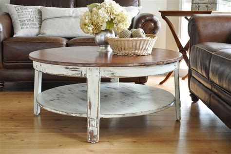 rustic round farmhouse coffee table